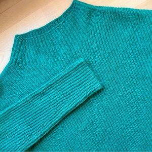 LUISA CERANO Luxury Brushed Ribbed Virgin Wool Mohair Mock Neck Sweater Sz 12/L